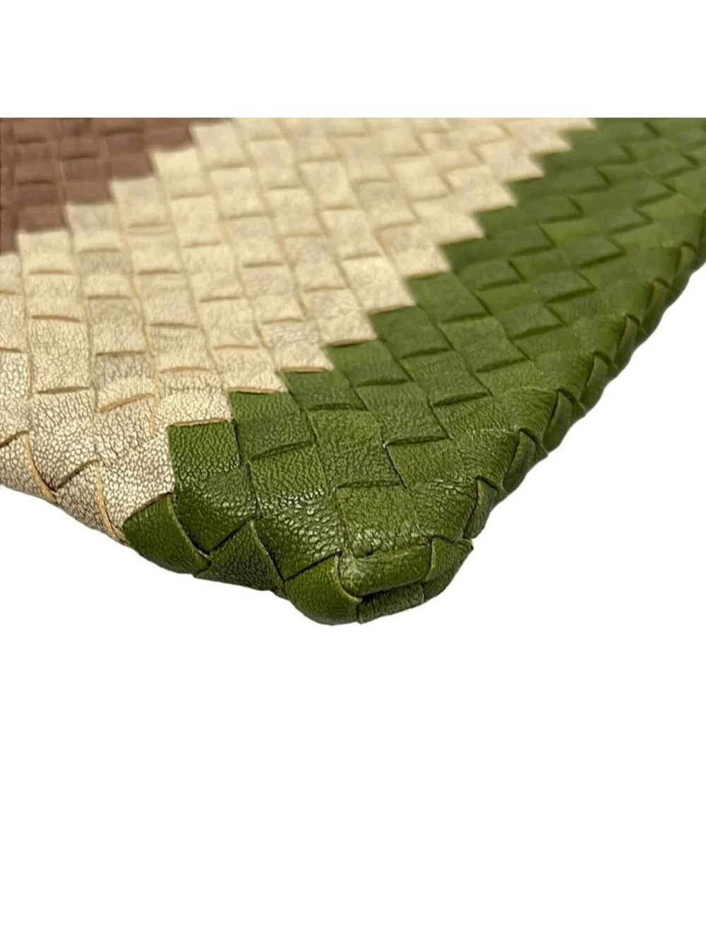 Bottega Veneta Clutch Intrecciato Dark Brown Beige Green Leather